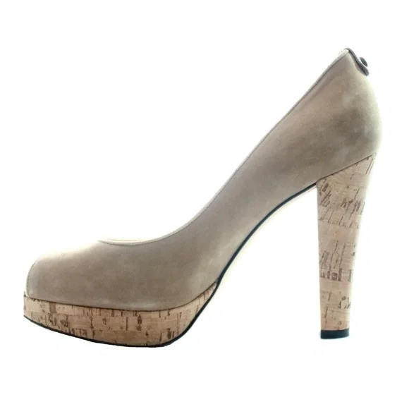 Stuart Weitzman Suede Platform Peep Toe Size 8 1/2 - Picture 1 of 4